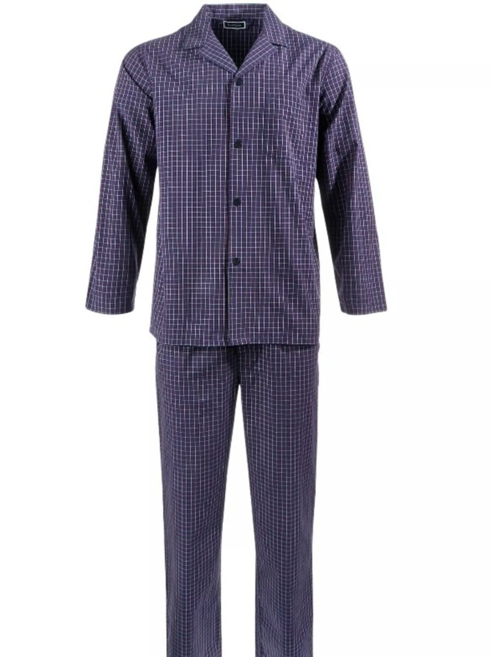 Club Room Mens 2-Pc. Solid Oxford Pajama Navy Red